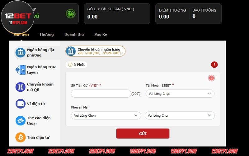 Các hình thức nạp tiền 12BET phổ biến hiện tại